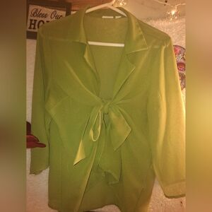 Cato Sage Green Women's Tie-Front Blouse